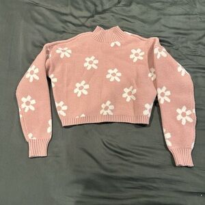 Hollister Pink Floral Cowl Neck Sweater